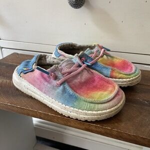 Hey Dude Wendy Dreamer Magic Rainbow Unicorn‎ Tie Dye Shoes Youth 9 Girls School